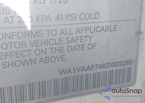 2019 Audi Q7 Prestige из США, поврежденный, VIN WA1VAAF74KD003289